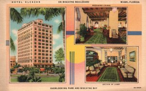 Vintage Postcard Hotel Alcazar Biscayne Boulevard Overlooking Park Miami Florida