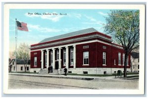 Charles City Iowa Postcard Post Office Exterior Building c1920 Vintage Antique