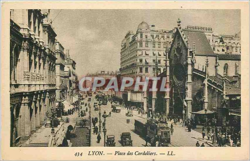 Old Postcard Lyon Place des Cordeliers Tramway