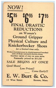 1934 Final Drastic Reductions EW Burt & Co. Boston Massachusetts MA Postcard