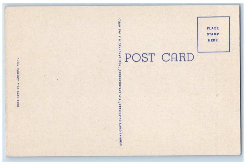 Lansing Michigan Postcard Sarah Williams Dormitory Michigan State College c1940