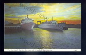 f2390 - Normandy Ferries - Leopard & Dragon at Southampton Docks - postcard