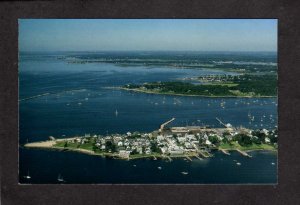 CT Aerial view Stonington Mystic, Noank, Groton, New London Connecticut Postcard