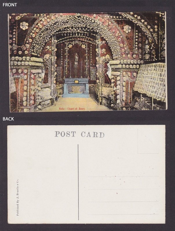 Vintage postcard, Malta, Chapel of Bones, Unused