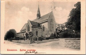 Switzerland Lausanne Eglise anglaise Vintage Postcard C176
