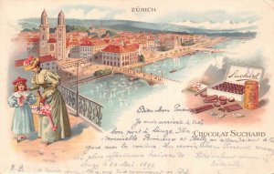 Advertising Chocolat Suchard Switzerland 1899 Zuerich Girl Lady postcard B978