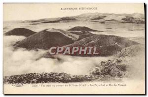 Old Postcard View From Summit Jack Du Puy de Dome The Puys South Sea And Clouds