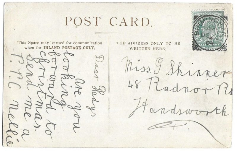 Birmingham to Handsworth England 1904 Post Card Child, Burns & Shakespeare quote