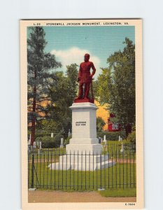 Postcard Stonewall Jackson Monument, Lexington, Virginia
