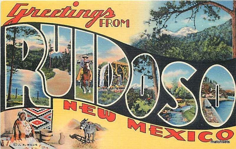 Linen Large Letters Multi View RUIDOSO, NEW MEXICO CURT TEICH CO 1829 Postcard