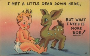 baby postcard: I Met a Little Dear Down Here But I Need More Doe (Waycross GA)