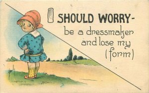 Artist impression C-1910 Calvary Dressmaker Girl Comic Humor Postcard 21-8279