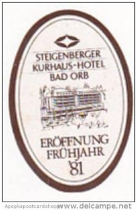 GERMANY BAD ORB STEIGENBERGER KURHAUS HOTEL VINTAGE LUGGAGE LABEL