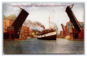 State Street Bascule Bridge Chicago Illinois IL UNP DB Postcard P22