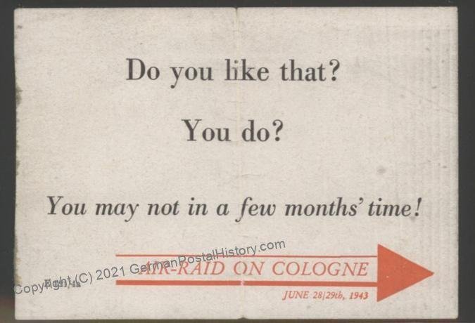 Do You Like That? Air Raid on Cologne V1 Dropped Leaflet. 103071