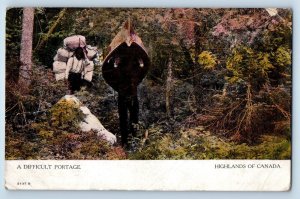 Canada Postcard Two People Walking at A Difficult Portage Highlands c1910