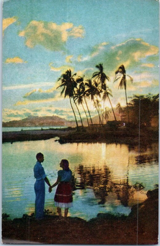 Palms Along The Pacific Shore Acapulco Mexico Pan Am Airline Issued Postcard