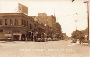 J81/ Fargo North Dakota RPPC Postcard c1940s Front Street Stores 483