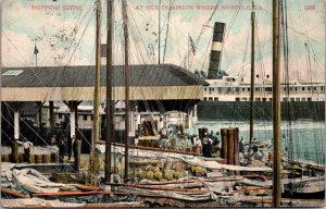 Postcard Shipping Scene at Old Dominion Wharf in Norfolk, Virginia