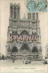 Old Postcard Reims Facade of the Cathedral