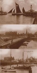 Lowestoft Suffolk Boat Basin Yacht Pier  3x Antique Real Photo Postcard s MINT