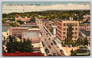 Clearwater Florida~Birds Eye View Of Fort Harrison Avenue~Vintage Linen Postcard