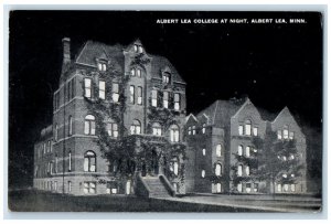 1916 Albert Lea College Night Exterior Building Albert Lea Minnesota MN Postcard