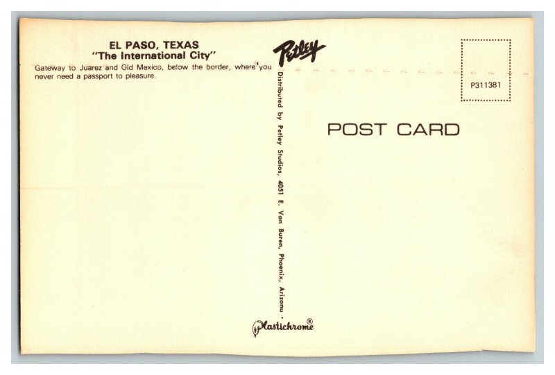 El Paso Texas Vintage Standard Aerial View Postcard The International City 