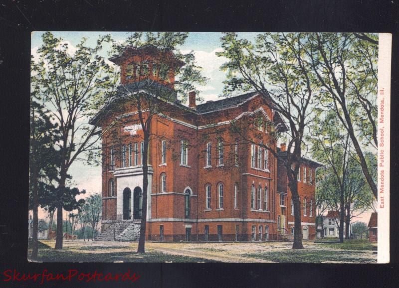 MENDOTA ILLINOIS EAST MENDOTA PUBLIC SCHOOL BUILDING VINTAGE POSTCARD ILL.