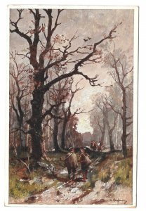 A Kaufmann Painting Wooded Winter Landscape Travelers Path BKWI 764 3 Postcard