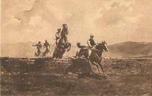 Horses. Rider. Fence jumping Old vintage French photo postcard