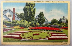 Vintage Postcard 1944 Floral Clock Roger Williams Park Providence Rhode Island