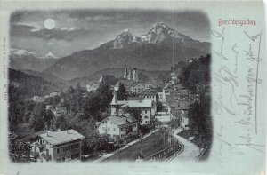 BERCHTESGADEN BAVARIA GERMANY~PANORAMA MOONLIGHT VIEW-1900s PHOTO POSTCARD