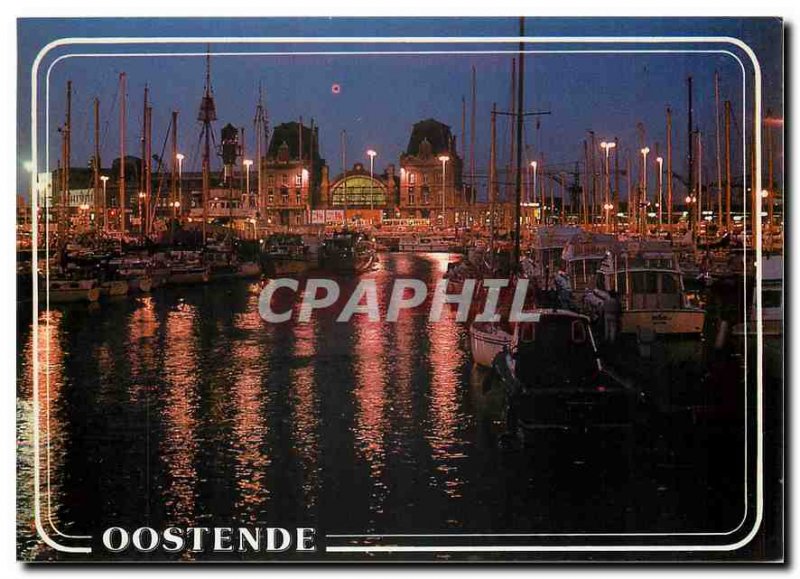 Modern Postcard Oostende Night station