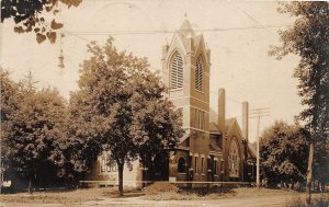 F52/ Manson Michigan RPPC Postcard 1907 Church Building