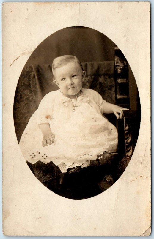 ID'd c1910s Little Boy RPPC Wear Dress Real Photo Postcard Transgender Polen A78