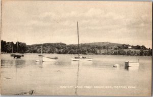 Boats Moored, Bantam Lake from Music Box, Morris CT Vintage Postcard B49