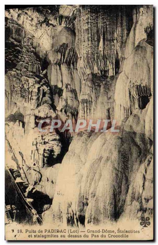 Old Postcard Cave Caves Padirac Pit Grand Dome Stalactites and stalagmites ab...