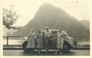People automobile social history 1950 dated real photo postcard 