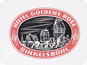 Germany Dinkelsbuehl Hotel Goldene Rose Vintage Luggage Label sk2021
