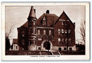 1913 Columbia School Exterior Building Stair Valparaiso Indiana Vintage Postcard