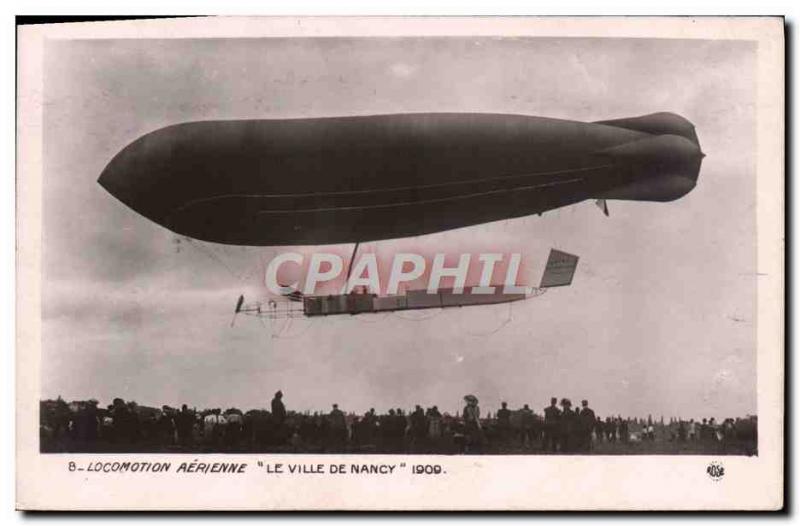 Old Postcard Airship Zeppelin Aerial Locomotion The City of Nancy in 1909