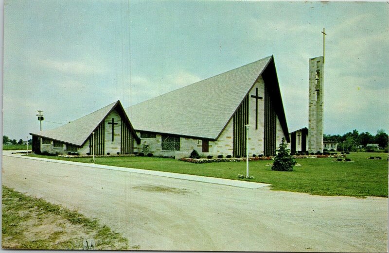 St Johns United Church Christ Genoa Ohio OH Chapel Bell Tower Vintage Postcard 