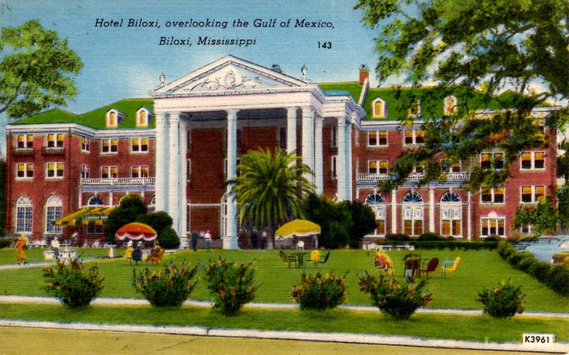 Biloxi, Mississippi - The Hotel Biloxi, overlooking the Gulf of Mexico - 1940s