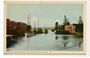 Market Slip Boats High Tide St John New Brunswick Canada postcard