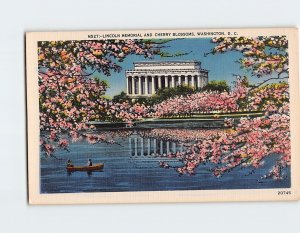 Postcard Lincoln Memorial And Cherry Blossoms, Washington, District of Columbia