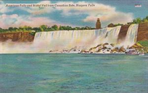 American Falls and Bridal Veil From Canadian Side Niagara Falls