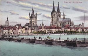 Germany Koeln Totalansicht Mit Schiffbruecke