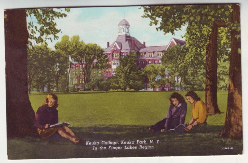 PC48 JLs postcard 1957 keuka college students ny finger lake