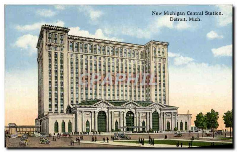 Postcard Old New Michigan Central Station Detroit Mich